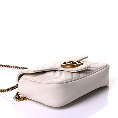 Gucci Calfskin Matelasse Super Mini GG Marmont Shoulder Bag White 3 of 5