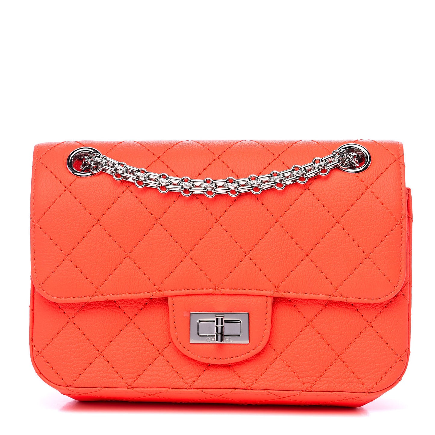 Goatskin Quilted 2.55 Reissue Mini Flap Orange