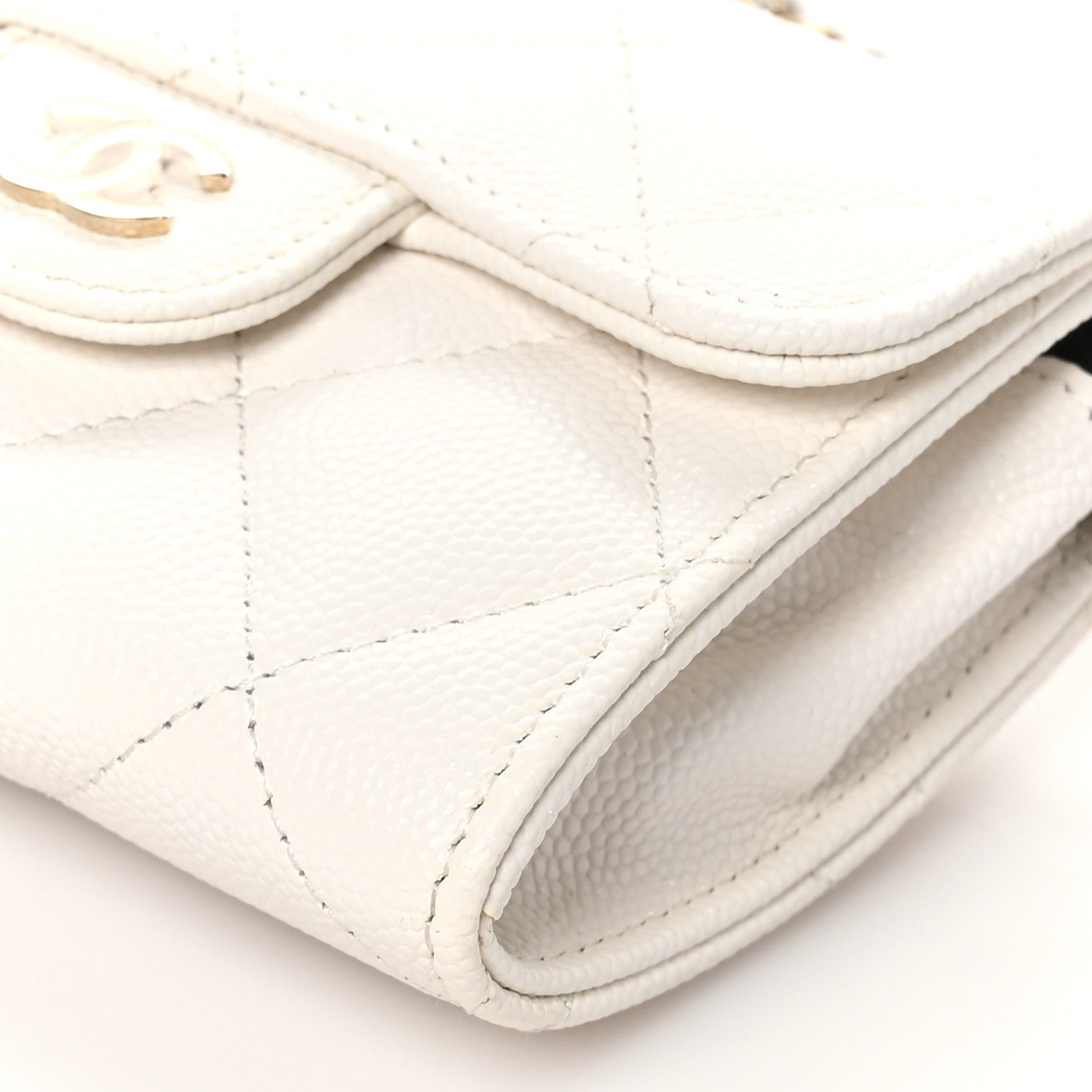 Chanel Caviar Quilted Flap Card Holder On Chain White 12 of 12