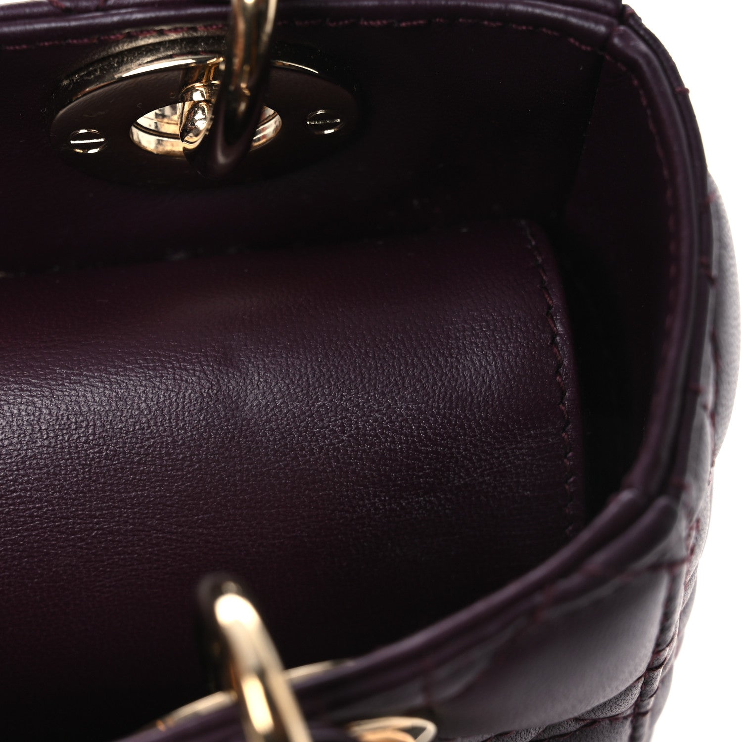 Christian Dior Lambskin Cannage Small Lady Dior Burgundy 16 of 16
