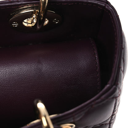 Christian Dior Lambskin Cannage Small Lady Dior Burgundy 16 of 16