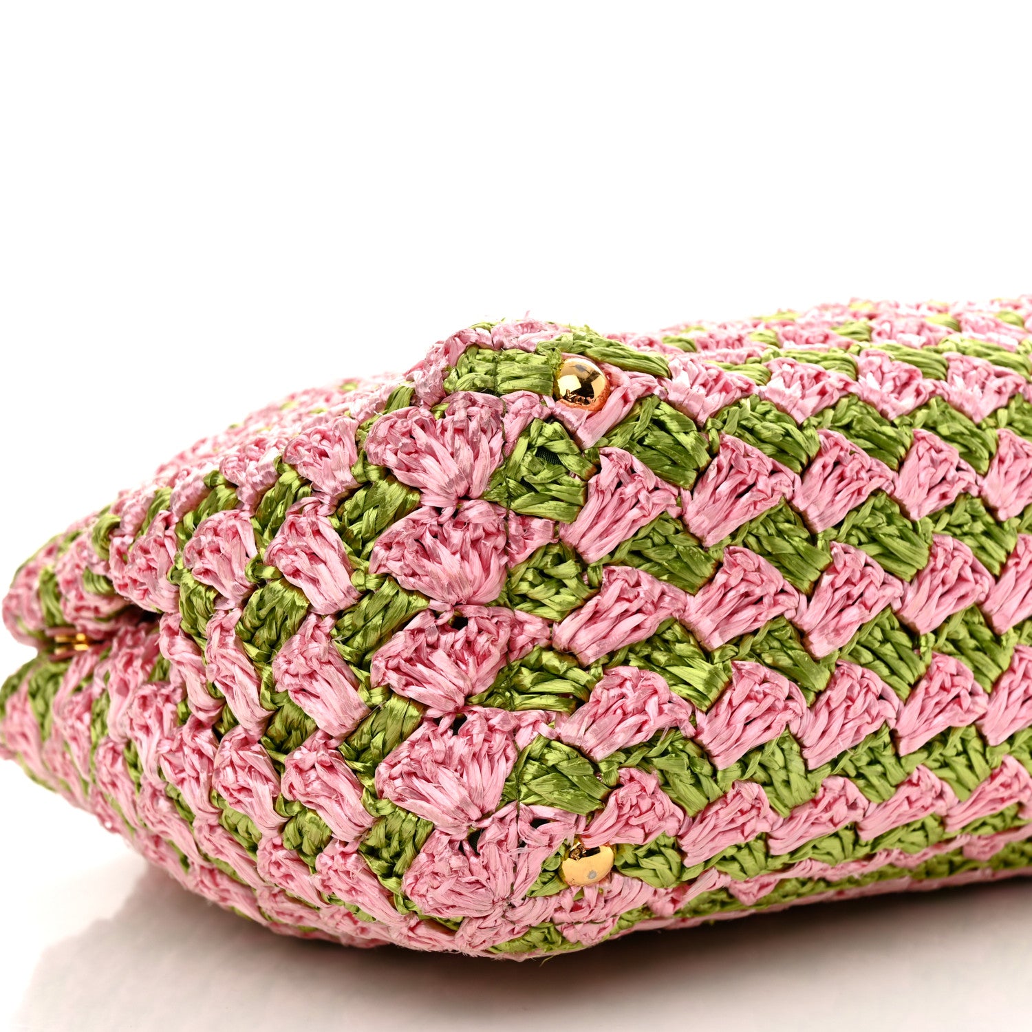 Prada Raffia Crochet Bi-Color Small Tote Prato Rosa 9 of 11
