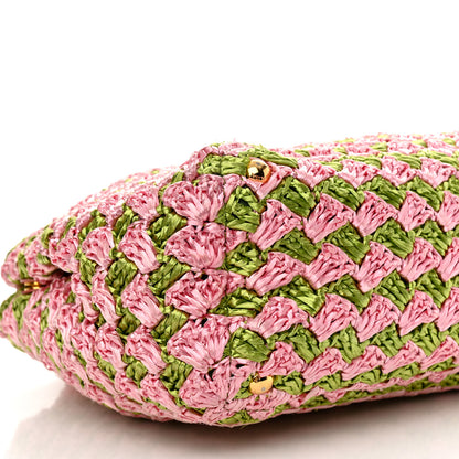 Prada Raffia Crochet Bi-Color Small Tote Prato Rosa 9 of 11