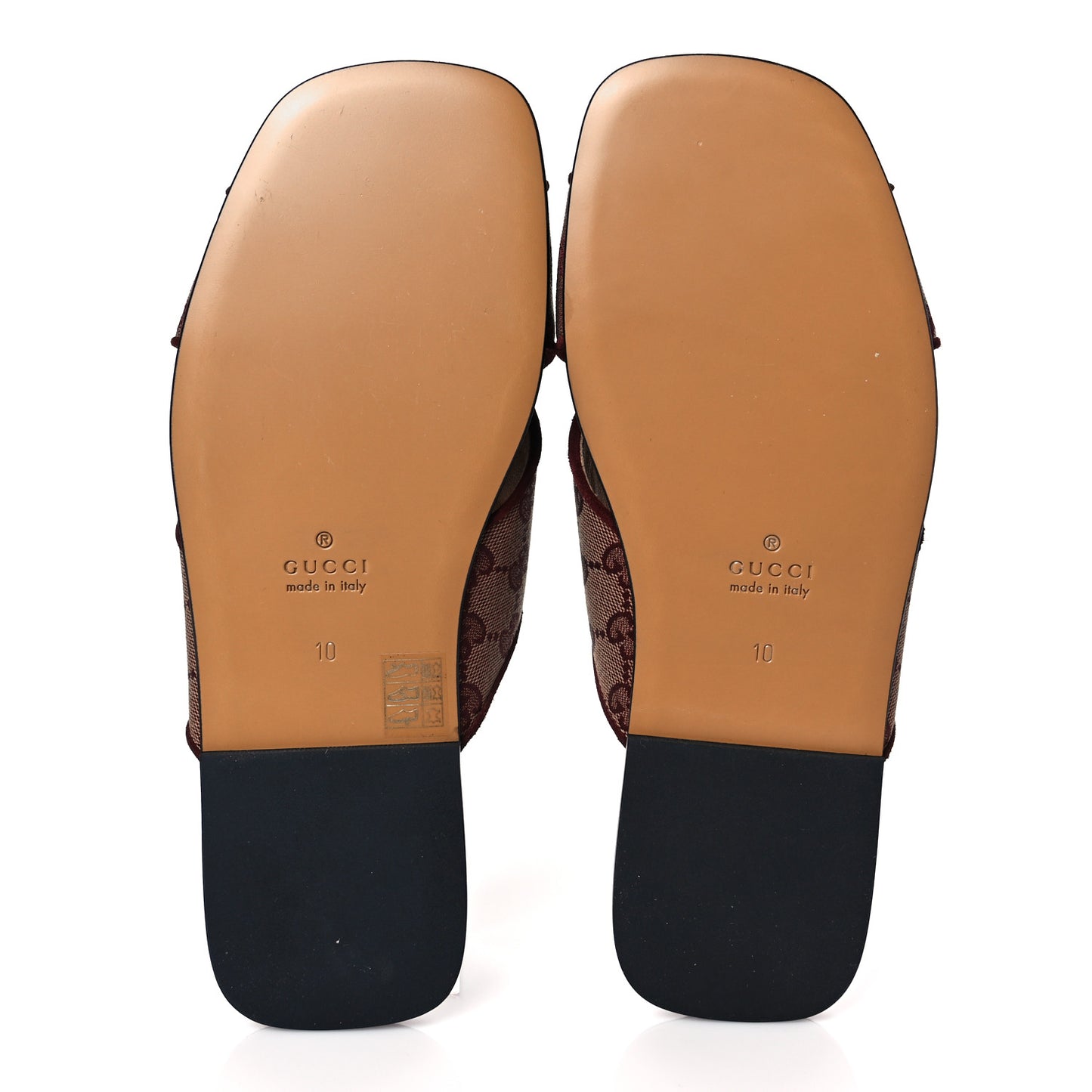 Canvas GG Monogram Mens Criss Cross Slide Sandals 10 Sahara Rubino Chardonnay