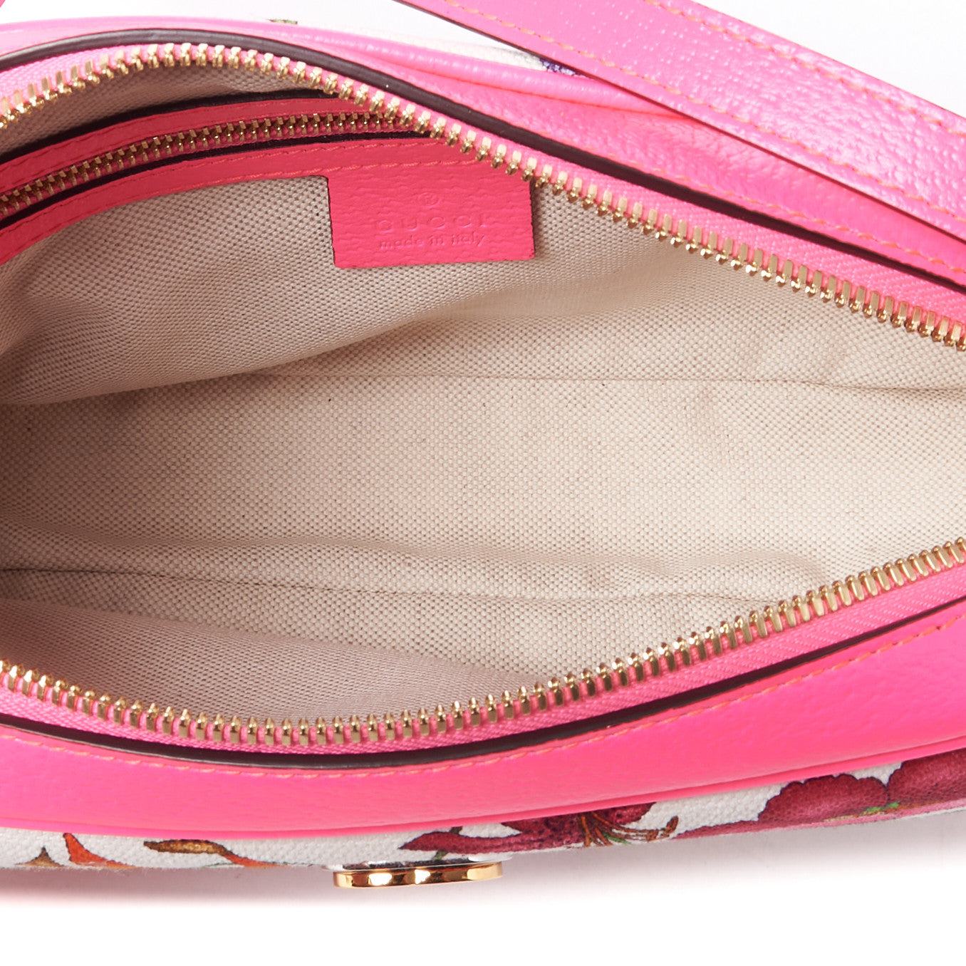 Canvas Flora Floral Shoulder Bag White Fuchsia Fluo