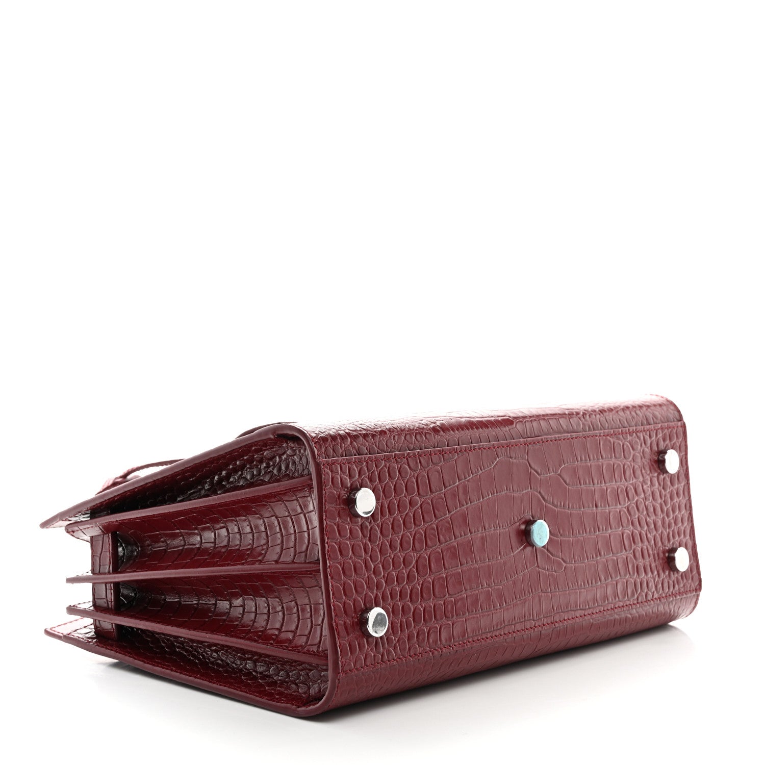 Saint Laurent Calfskin Crocodile Embossed Baby Sac De Jour Red 4 of 10