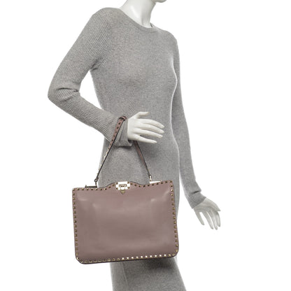 Valentino Garavani Vitello Rockstud Flip-Lock Shoulder Bag Poudre 2 of 6