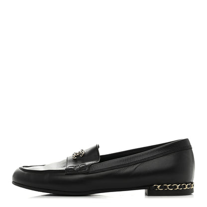 Chanel Calfskin CC Chain Mocassin Loafers 38.5 Black 1 of 9