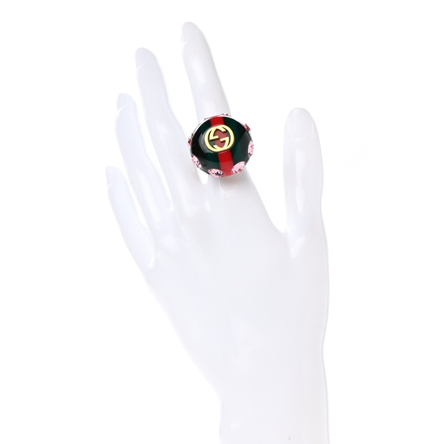 Crystal Resin Sylvie Vintage Web Ring XS Green Red