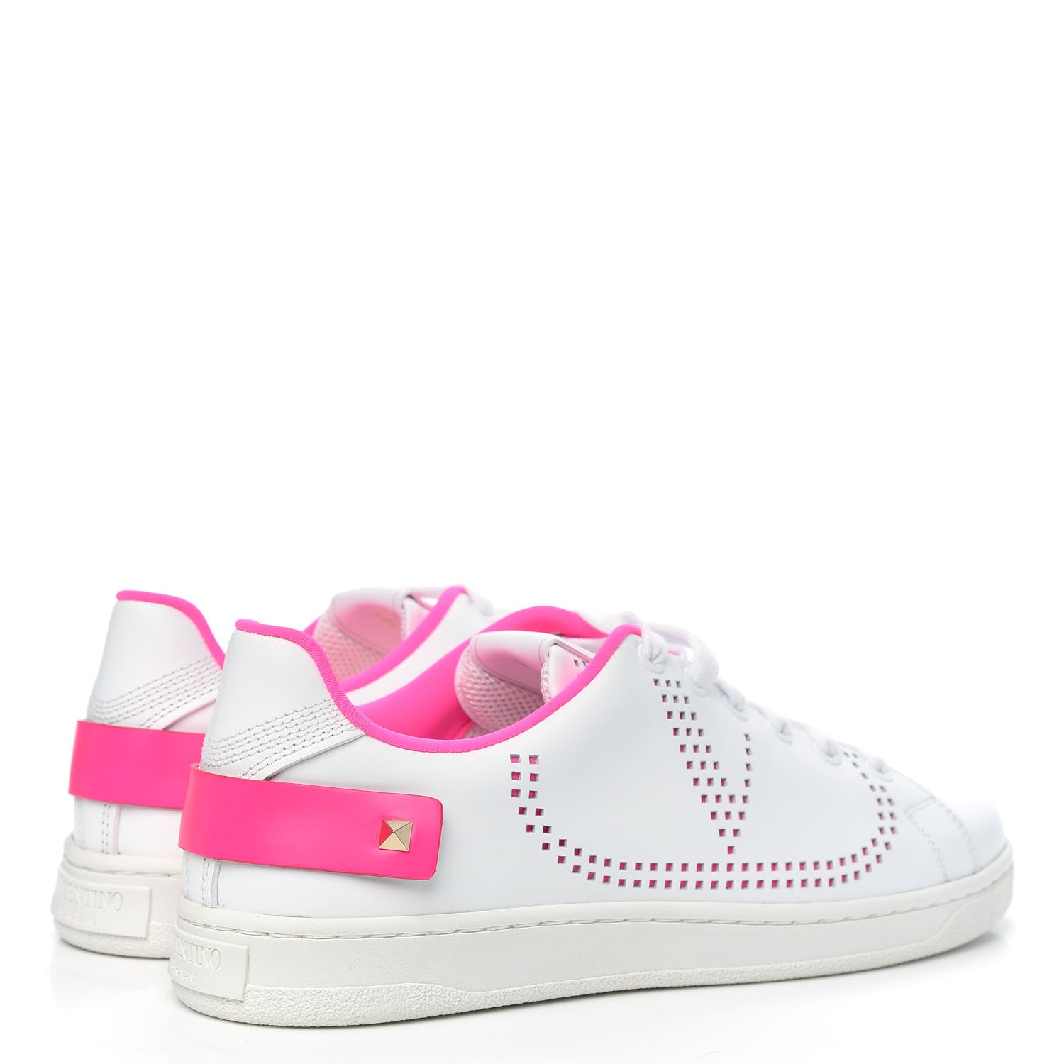Valentino Garavani Calfskin Womens Backnet Sneakers 38.5 White Fuchsia 4 of 10