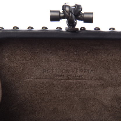 Bottega Veneta Waxy Nappa Intrecciato Knot Studded Clutch Gray 6 of 8