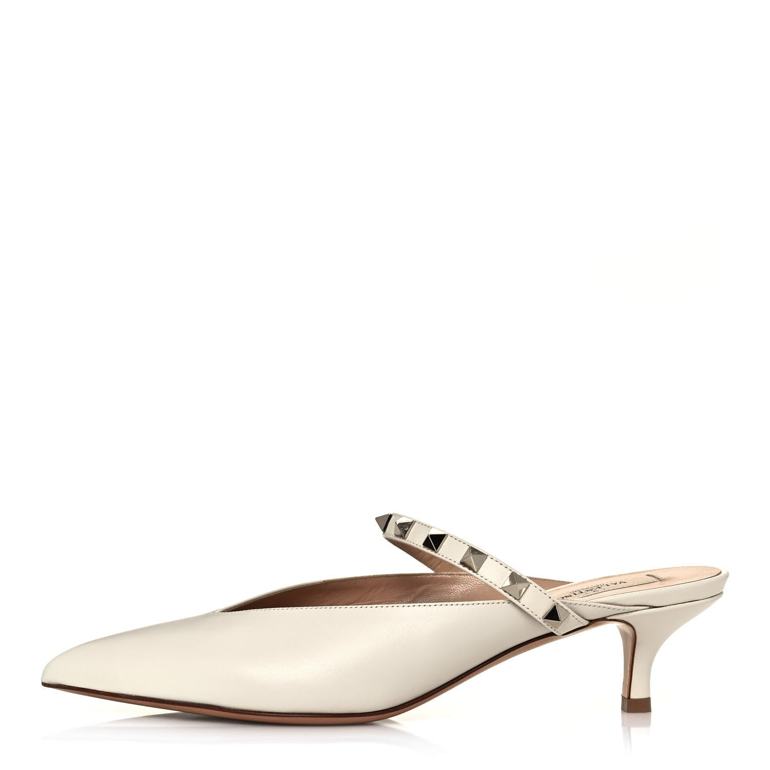Valentino Garavani Nappa Rockstud Hype Low Heel Mules 39 Ivory 1 of 9