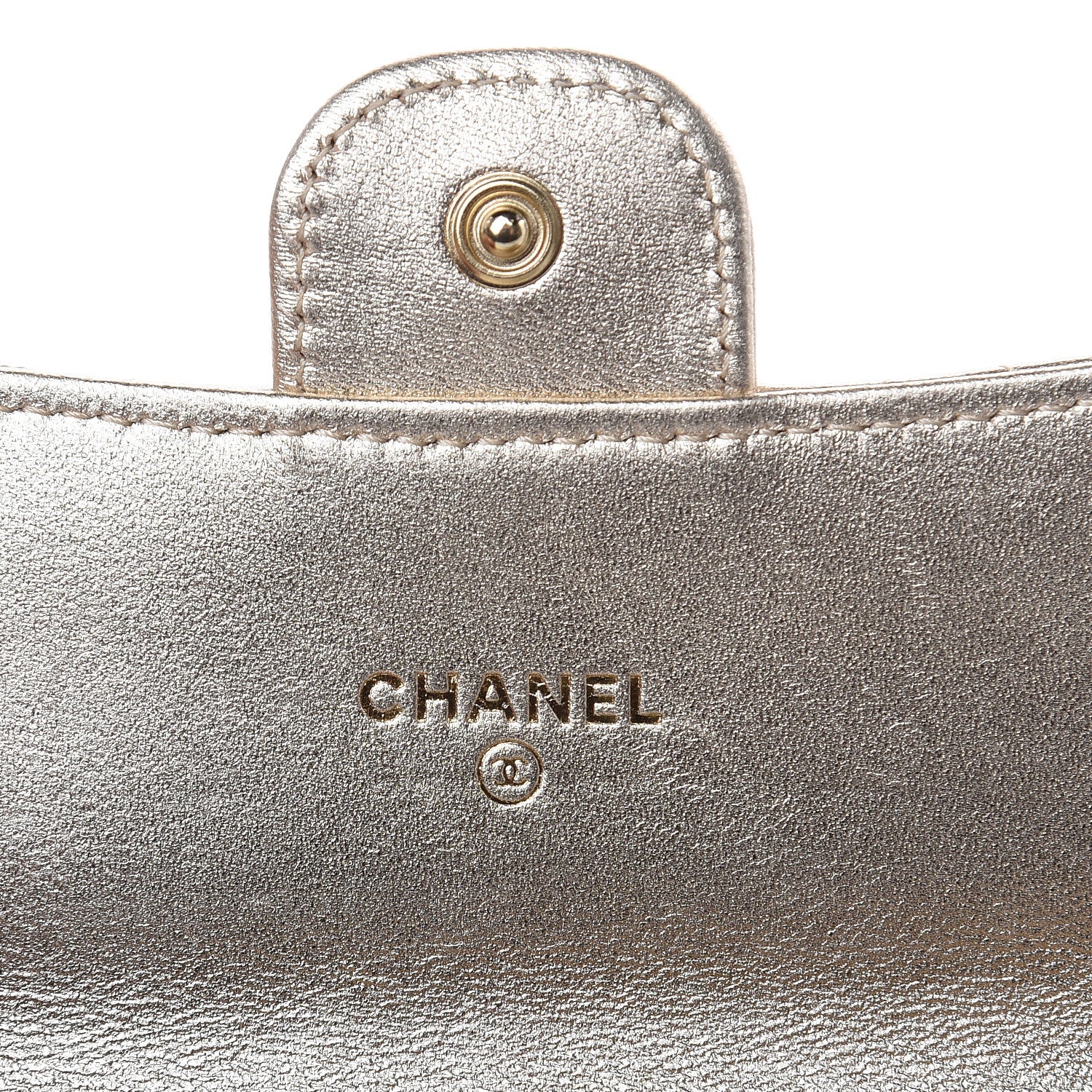 Chanel Metallic Lambskin Quilted Small Flap Wallet Pale Gold 8 of 11