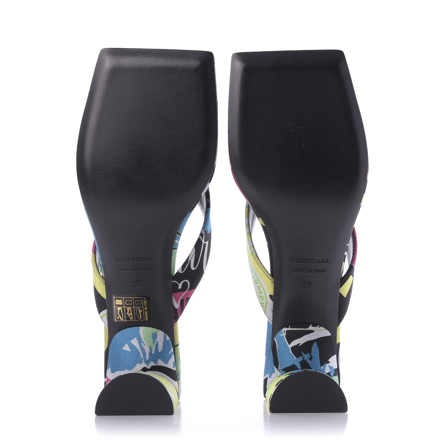 Spandex Double Square Flat 60mm Sandals 37 Multicolor