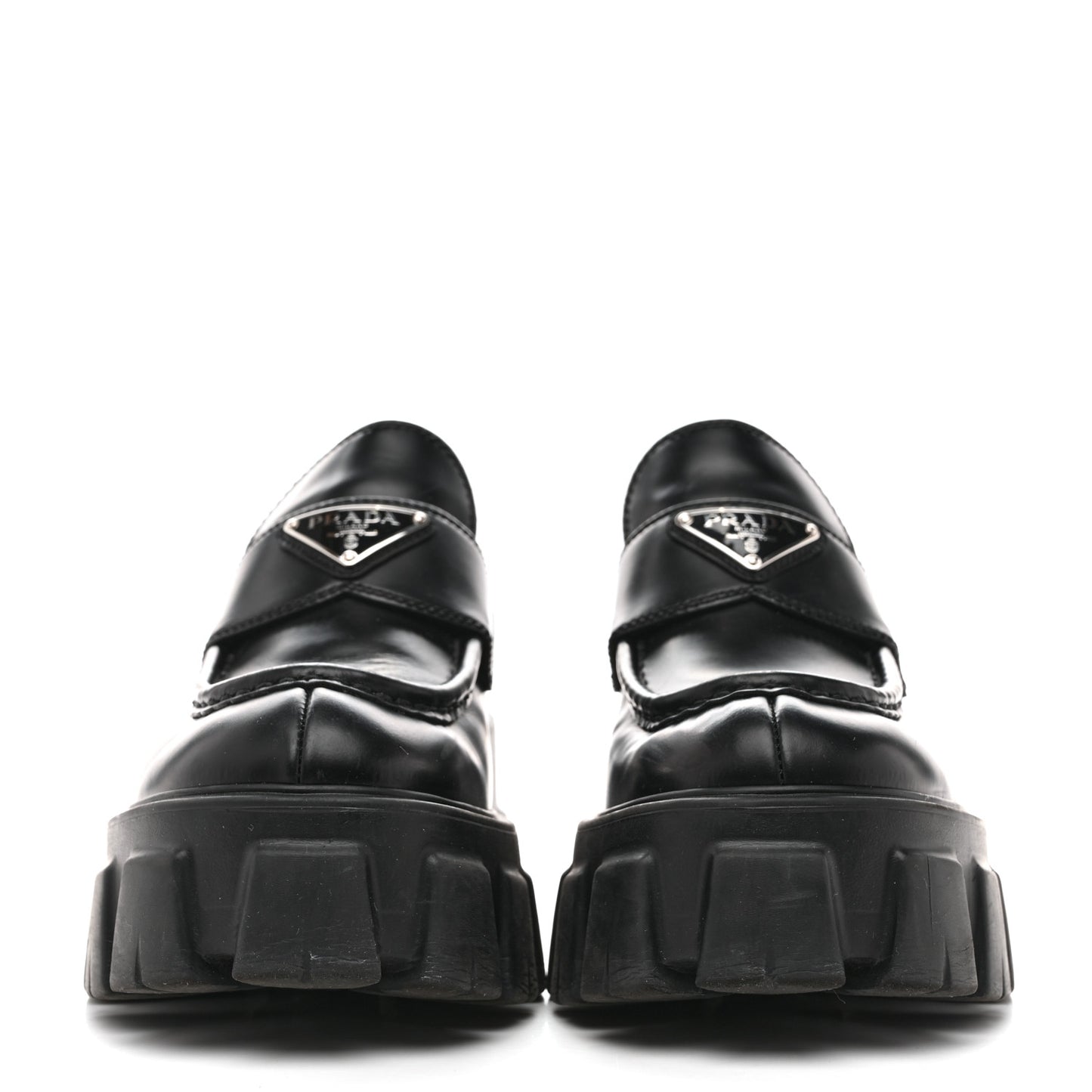 Spazzolato Rois Metal Triangle Logo Monolith 55mm Loafers 38.5 Black 37.5 Black