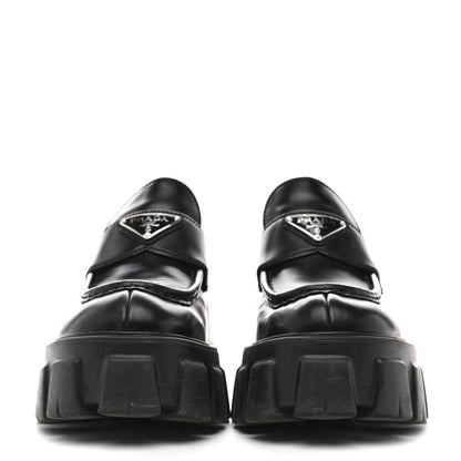 Prada Spazzolato Rois Metal Triangle Logo Monolith 55mm Loafers 38.5 Black 37.5 Black 3 of 11