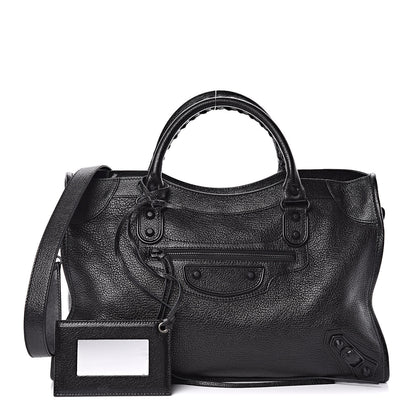 Balenciaga Shiny Grained Goatskin Black Metallic Edge City Black 1 of 10