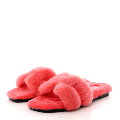 Hermes Woolskin Oran Sandals 36 Rose Du Desert 3 of 8