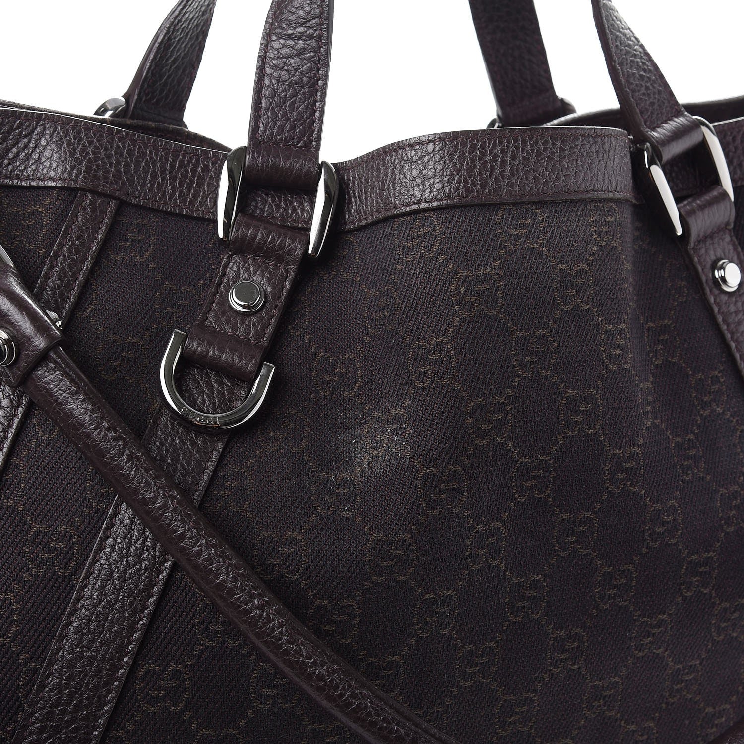 Gucci Monogram Medium Abbey Convertible Tote Dark Brown 9 of 12
