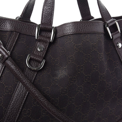 Gucci Monogram Medium Abbey Convertible Tote Dark Brown 9 of 12