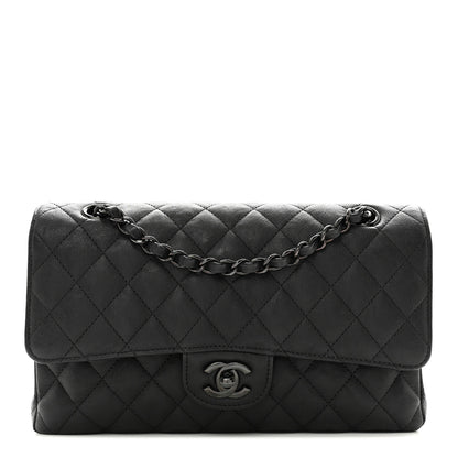 Chanel Crumpled Calfskin Quilted Medium Double Flap So Black 1 of 16