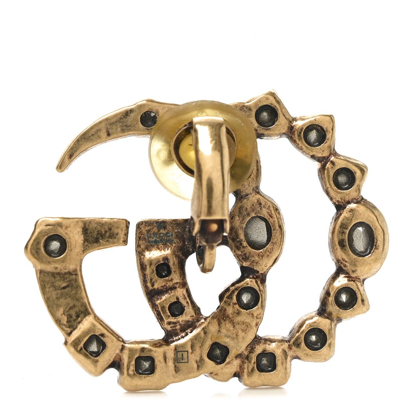 Crystal Double G Clip On Earrings Aged Gold Multicolor