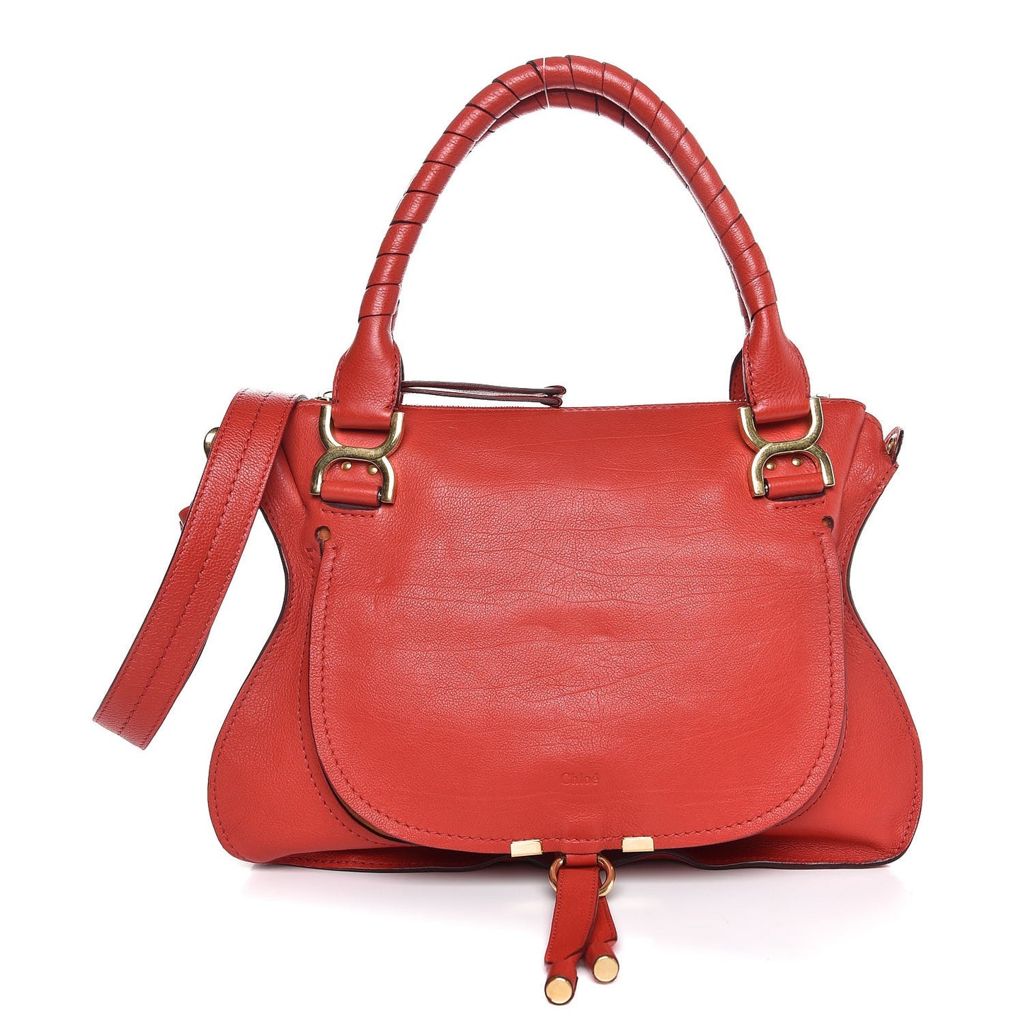 Calfskin Medium Marcie Nude Satchel Red