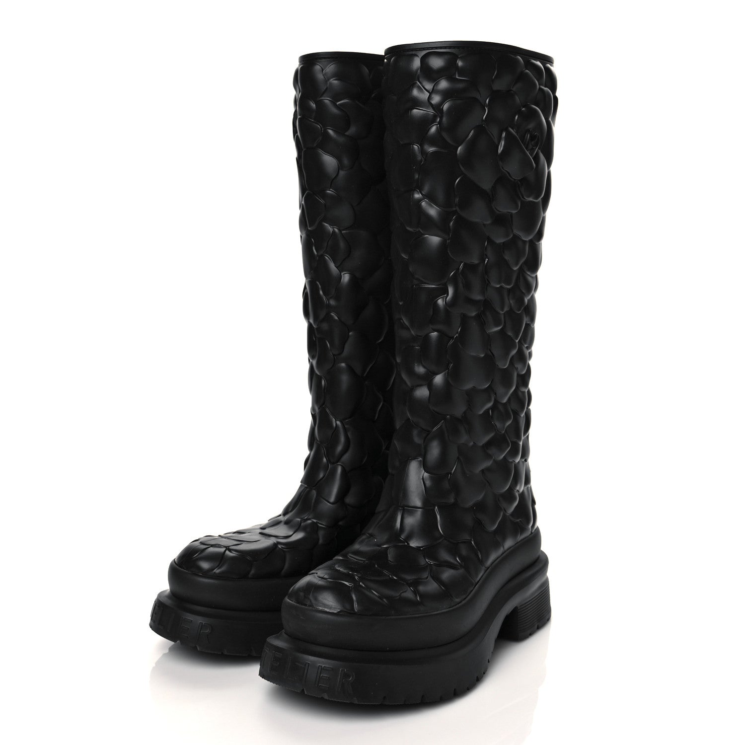 Valentino Garavani Rubber Atelier 03 Rose Edition 30/50mm Tall Rainboots 38 Black 3 of 9