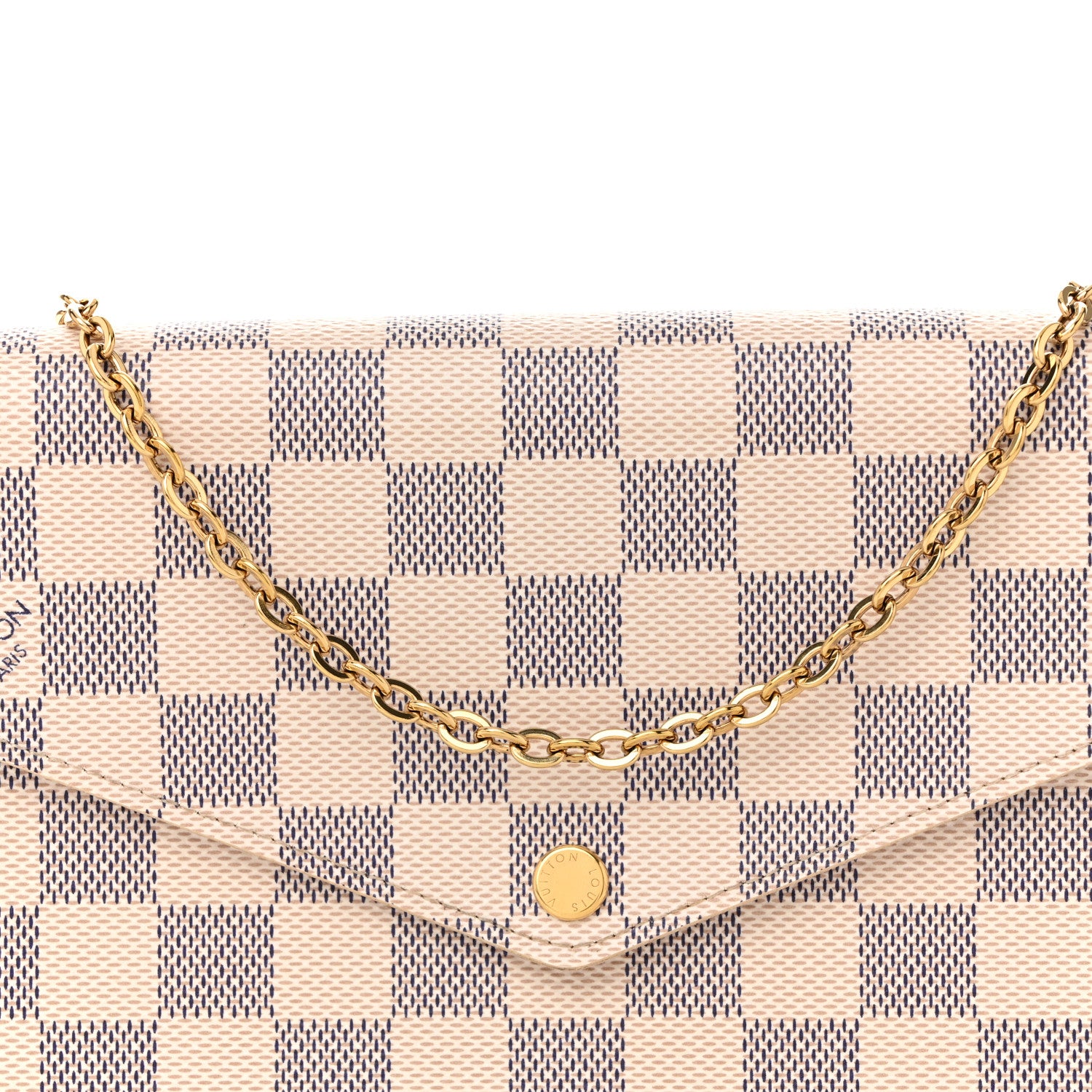 Louis Vuitton Damier Azur Pochette Felicie Chain Wallet Rose Ballerine 8 of 10