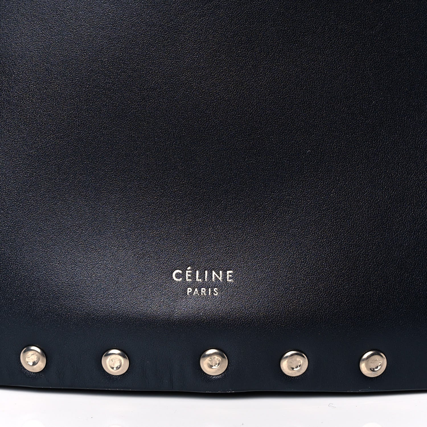Celine Satinated Natural Calfskin Large Studs Bucket Shoulder Bag Dark Navy 6 of 8