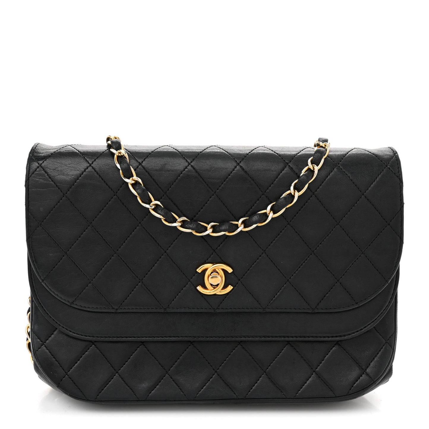 Lambskin Quilted Flap Bag Black
