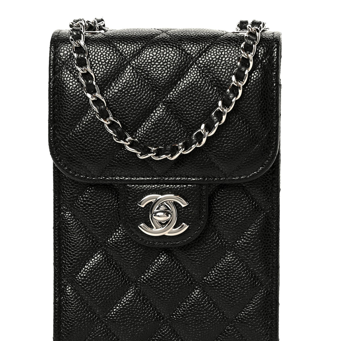 Caviar Quilted Classic Phone Holder Black