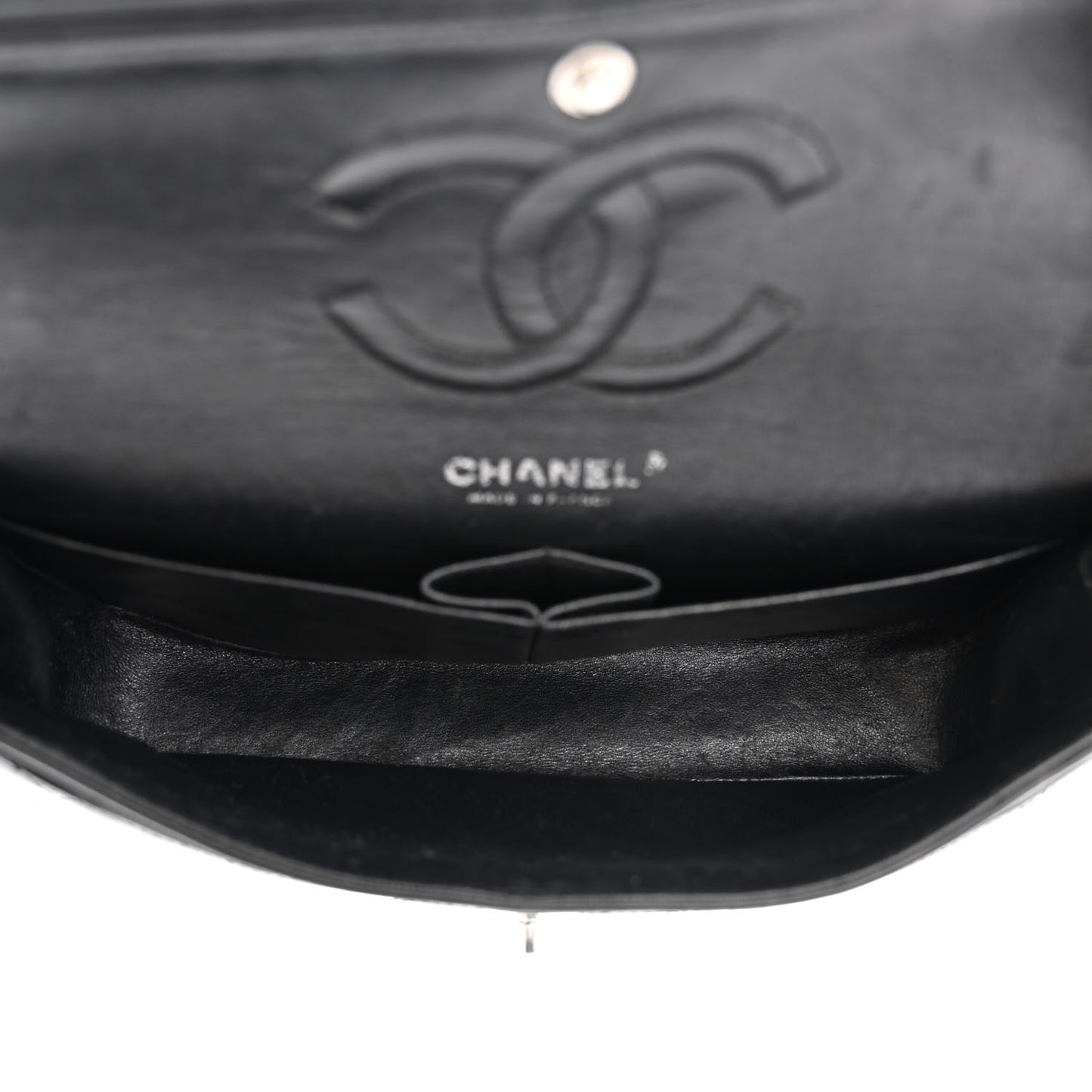 Patent Quilted Medium Double Flap Black