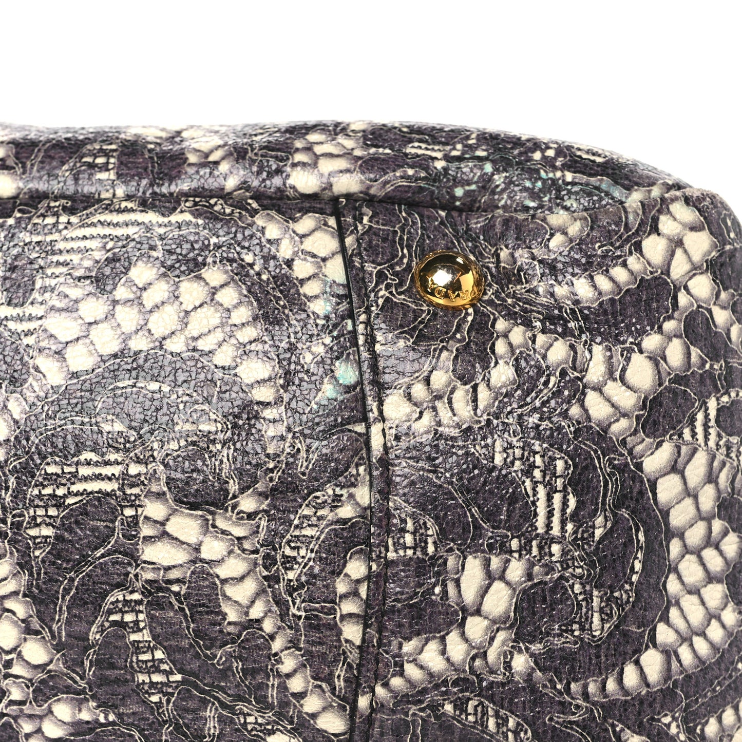 Cervo Lux Print Lace Bauletto Bag Talco
