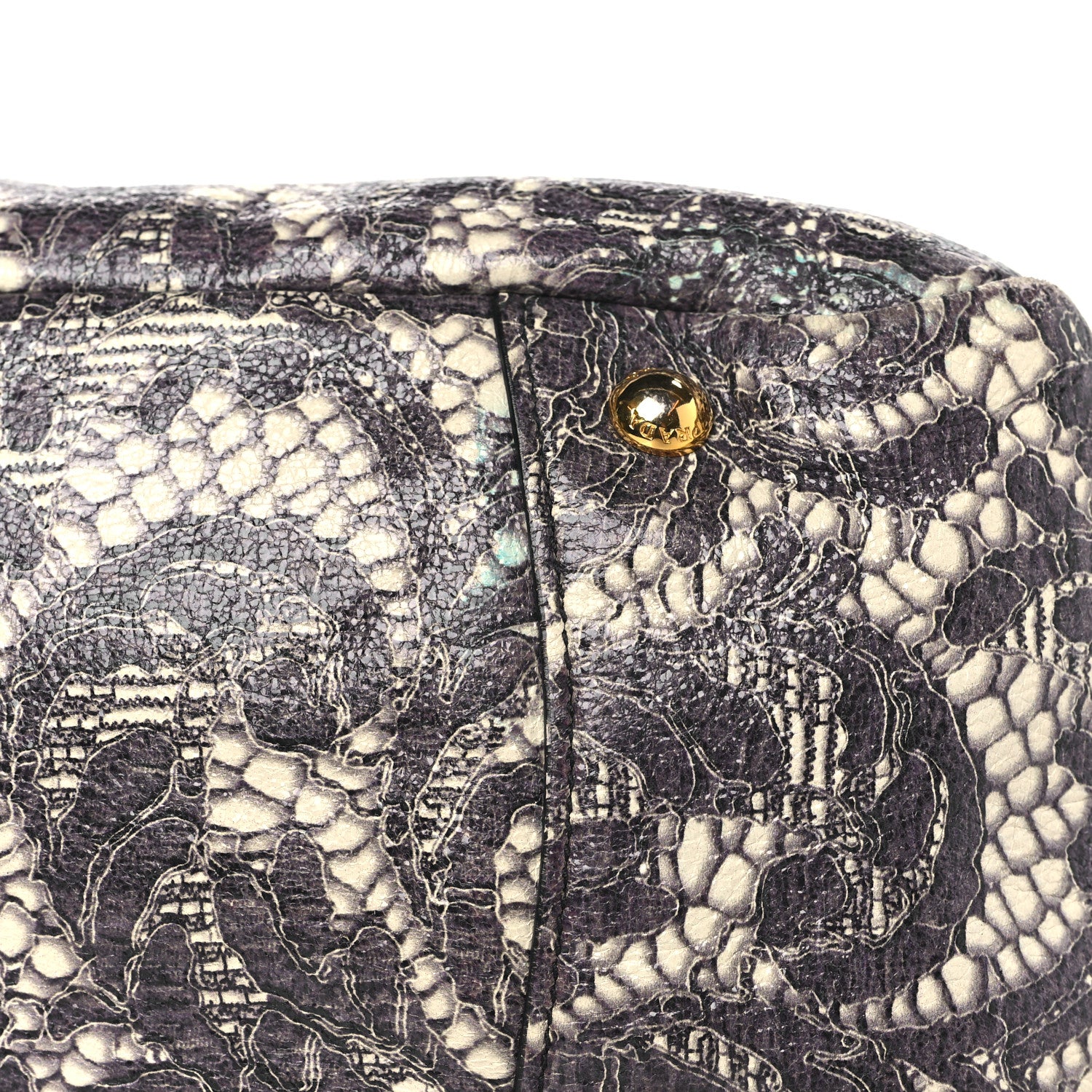 Prada Cervo Lux Print Lace Bauletto Bag Talco 10 of 10