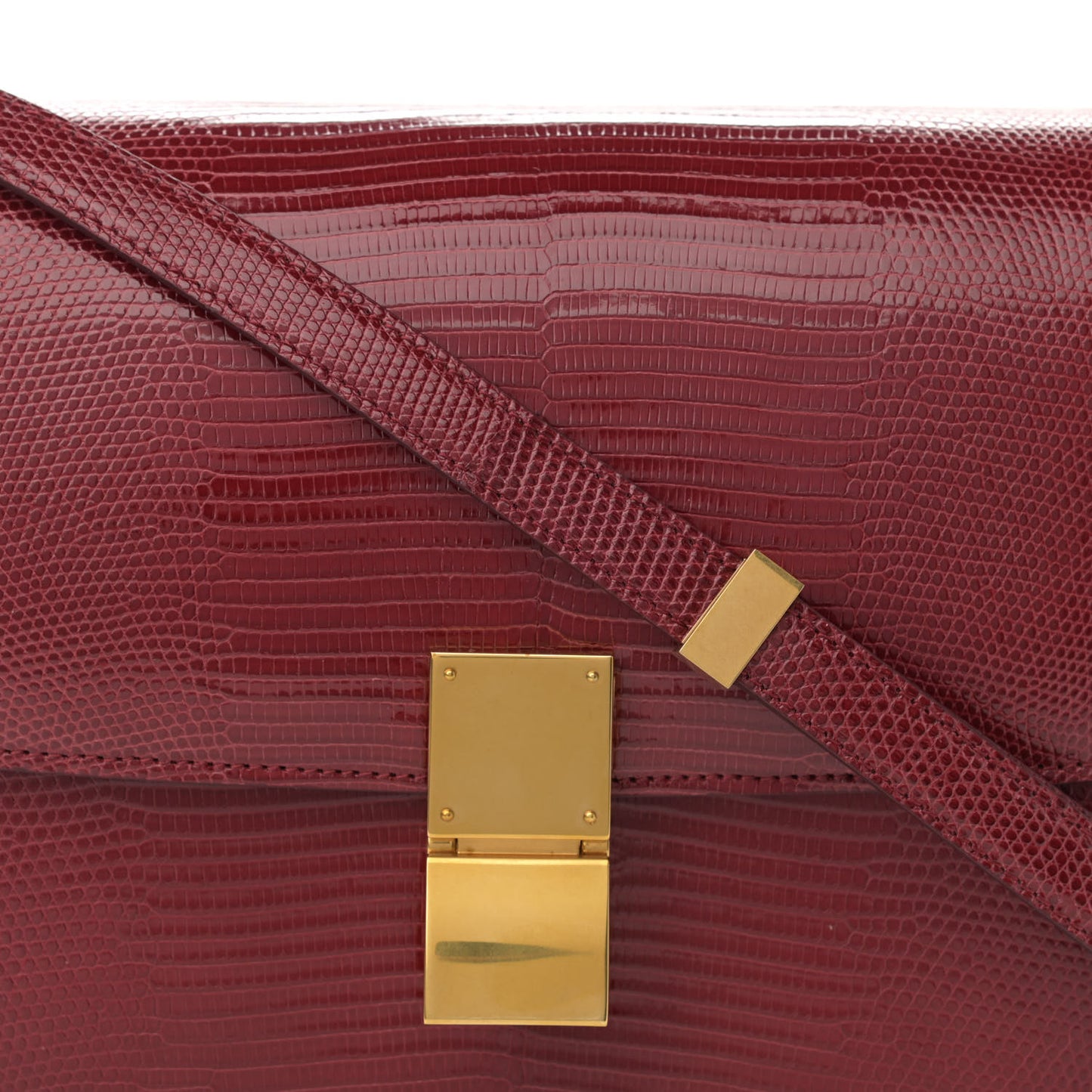 Lizard Medium Classic Box Flap Bag Ruby