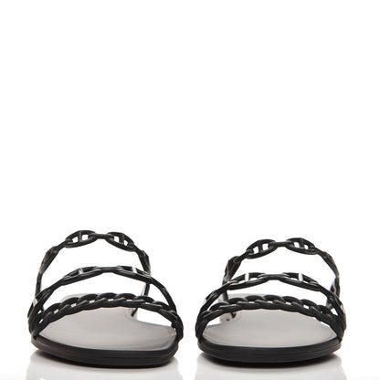 Hermes Rubber Chaine d'Ancre Rivage Sandals 40 Black 2 of 8