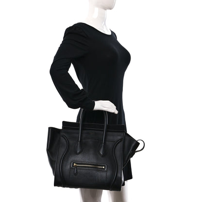 Celine Smooth Calfskin Mini Luggage Black 2 of 9
