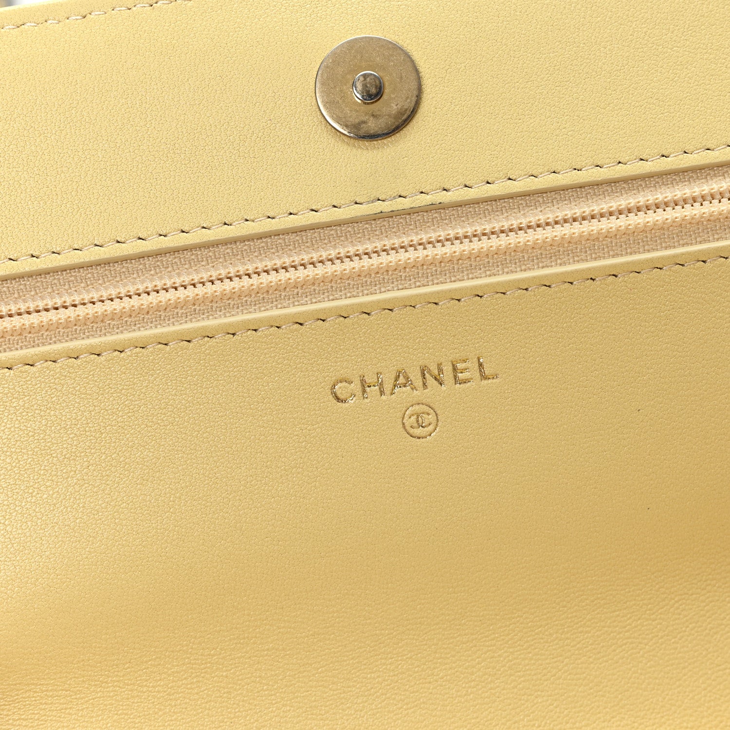 Chanel Lambskin Quilted Chanel 19 Wallet On Chain WOC Yellow 6 of 12
