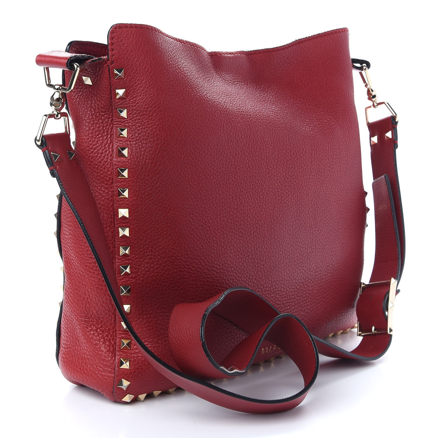Valentino Garavani Pebbled Calfskin Large Rockstud Flip-Lock Messenger Bag Scarlet 2 of 10