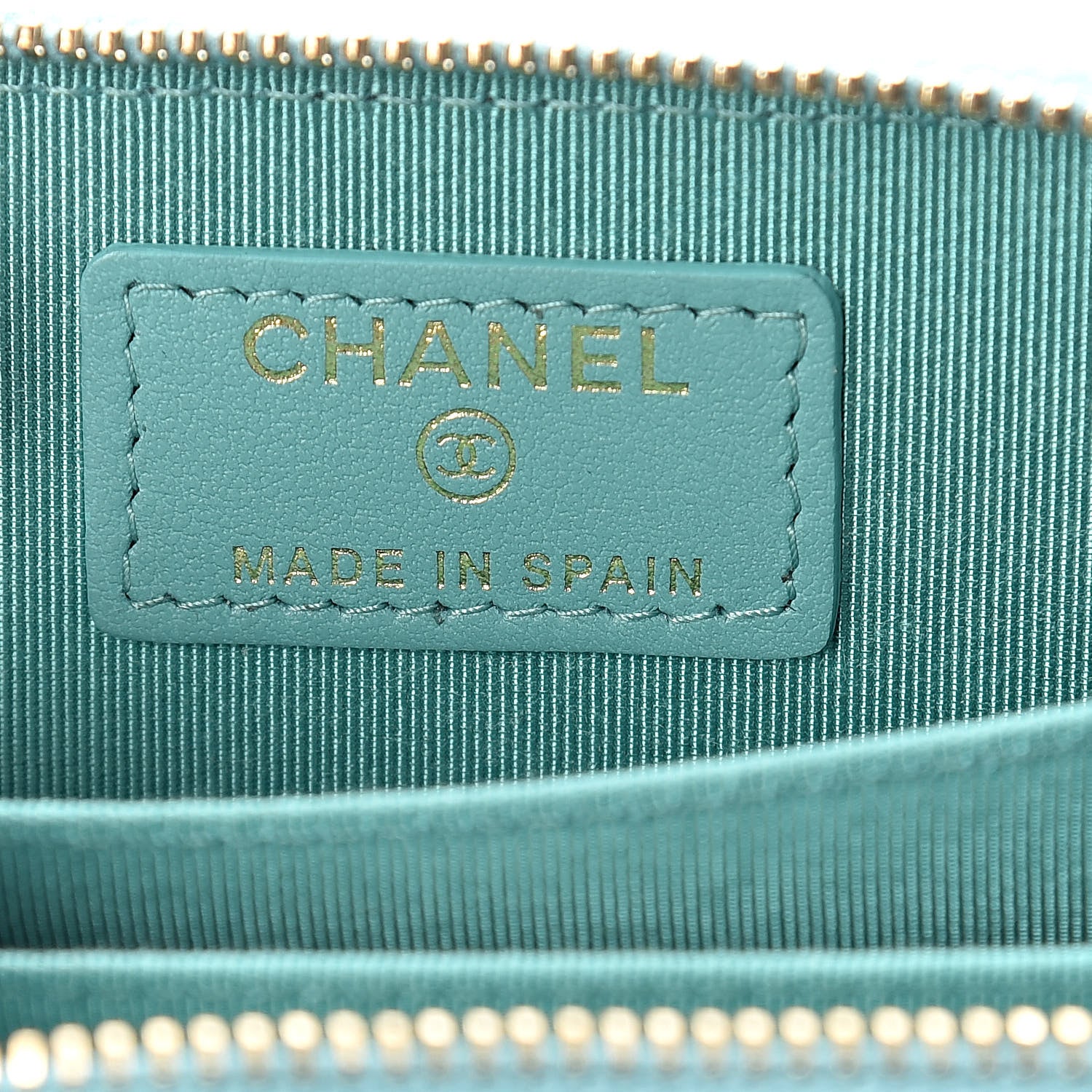 Chanel Caviar Flat Chevron Quilted Zip Coin Purse Green 6 of 8