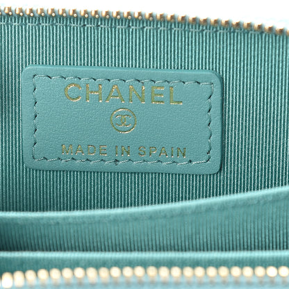 Chanel Caviar Flat Chevron Quilted Zip Coin Purse Green 6 of 8
