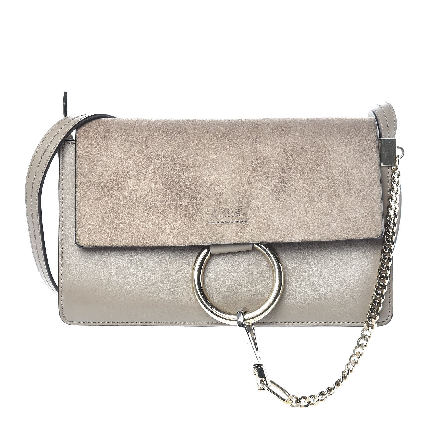 Chloe Suede Calfskin Small Faye Shoulder Bag Motty Grey 1 of 11