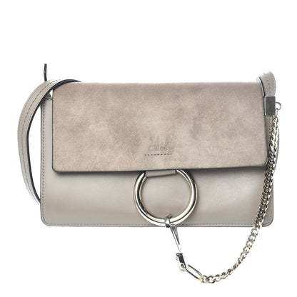 Chloe Suede Calfskin Small Faye Shoulder Bag Motty Grey 1 of 11