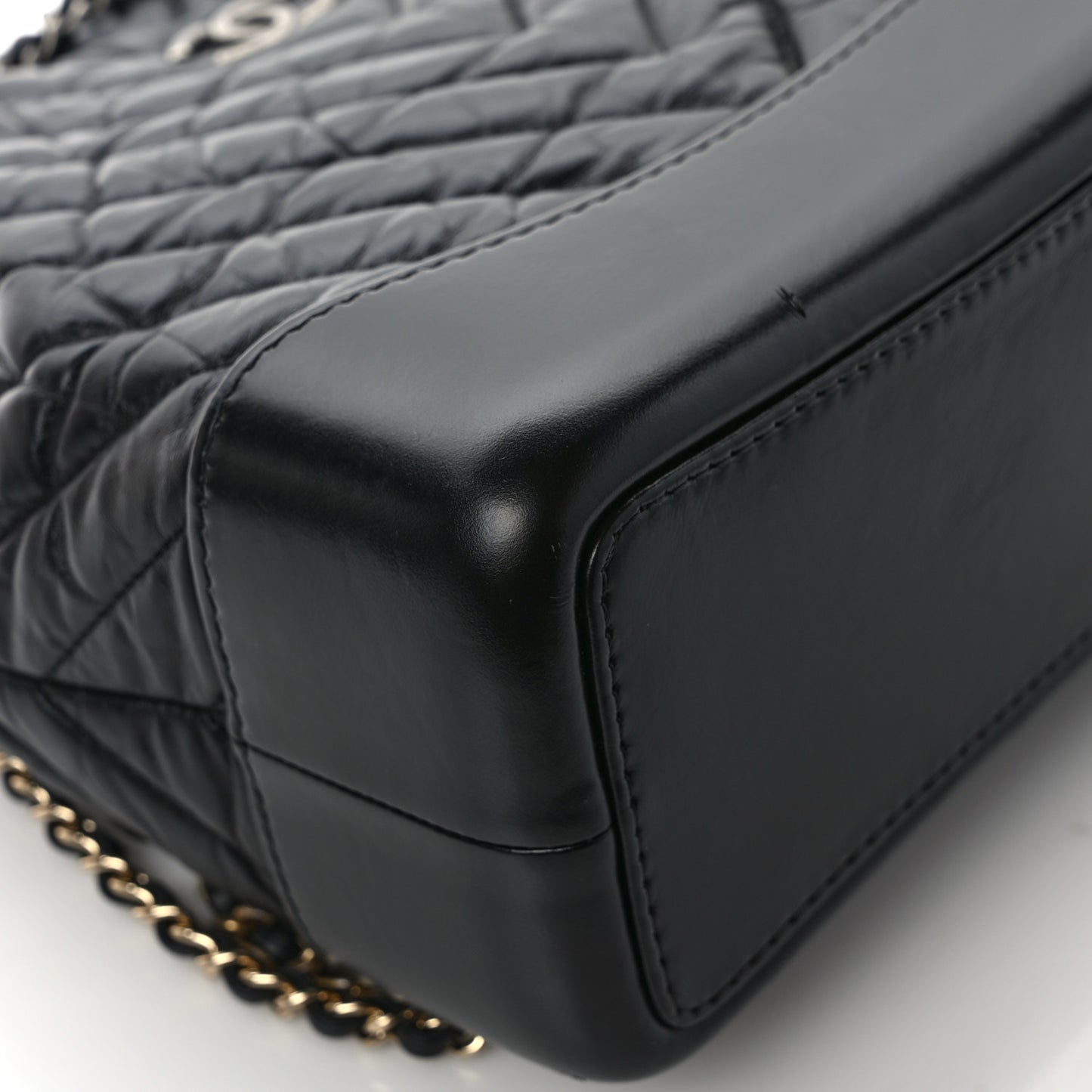 Aged Calfskin Chevron Quilted Small Gabrielle Backpack Black