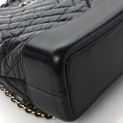 Chanel Aged Calfskin Chevron Quilted Small Gabrielle Backpack Black 9 of 10