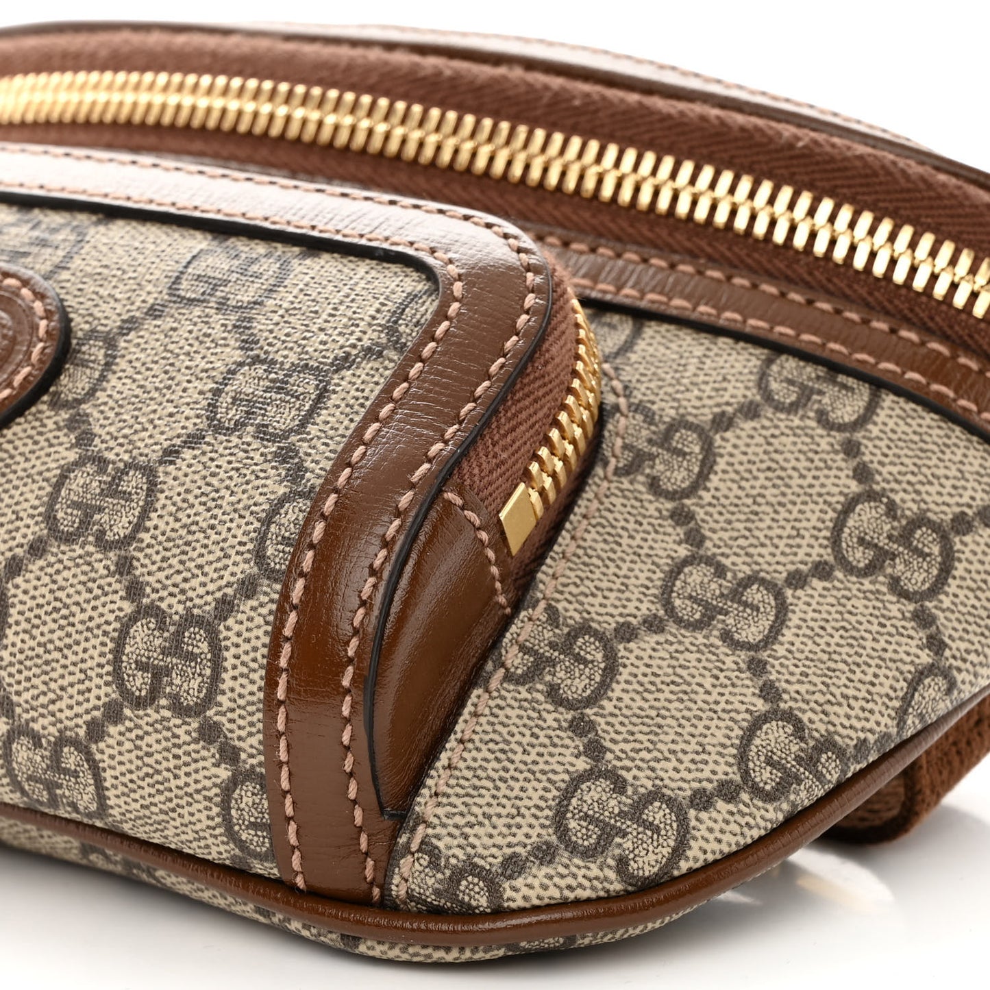 GG Supreme Monogram Textured Calfskin Retro Interlocking G Belt Bag Beige Ebony Brown Sugar