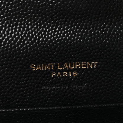 Saint Laurent Grain De Poudre Matelasse Chevron Small Monogram Envelope Wallet Black 6 of 7