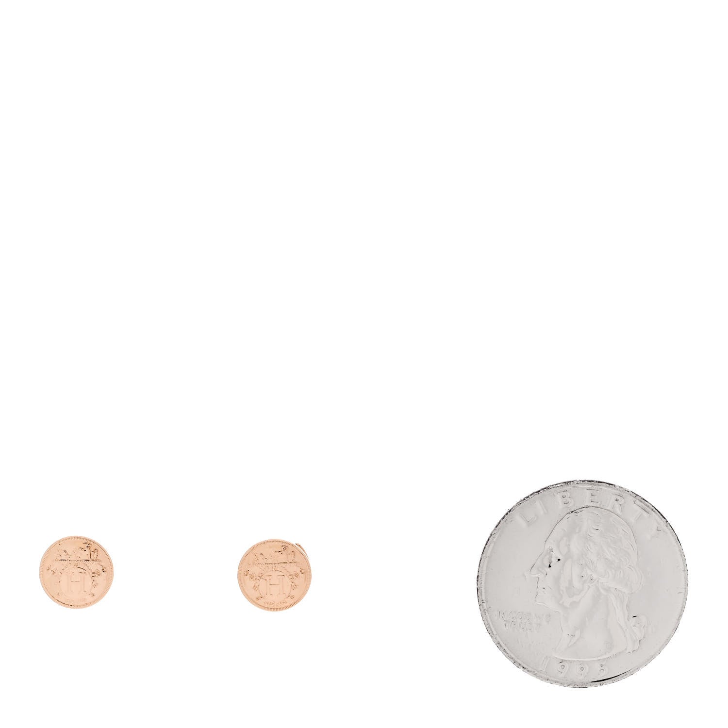 Hermes 18K Rose Gold TPM Ex-Libris Stud Earrings 2 of 5