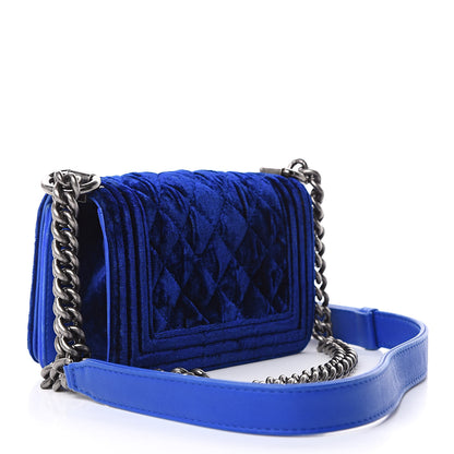 Chanel Velvet Quilted Mini Boy Flap Blue 3 of 12